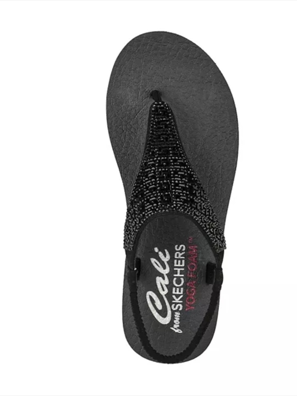 Skechers Meditation Black Beaded Women’s Thong Sandals Size 6 | NWT